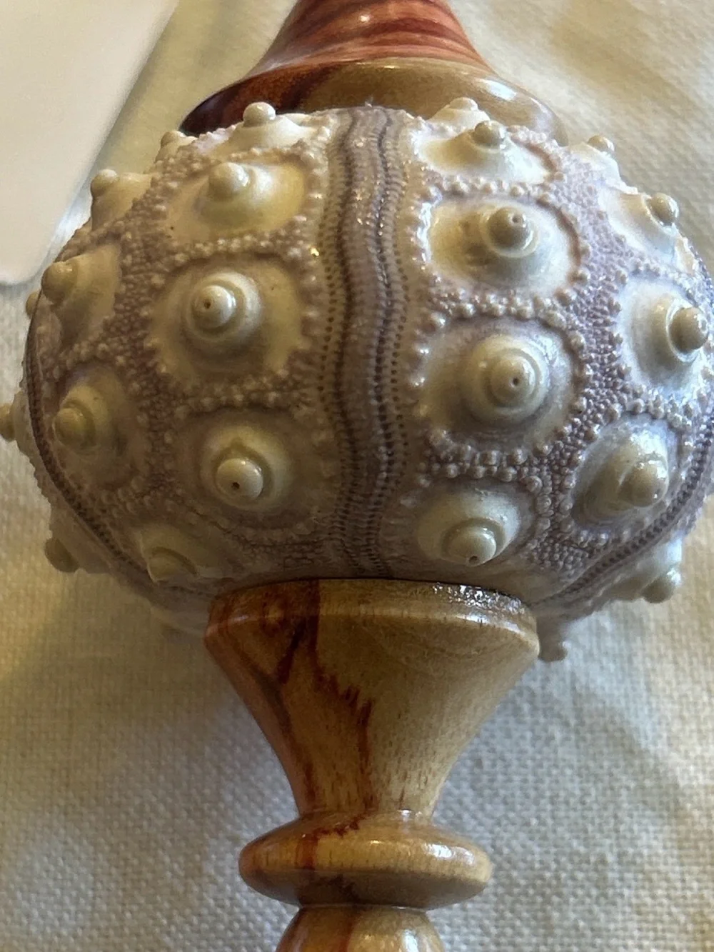 Handmade Wood Turned Sputnik Sea Urchin Shell Christmas Ornament - Exotic Wood